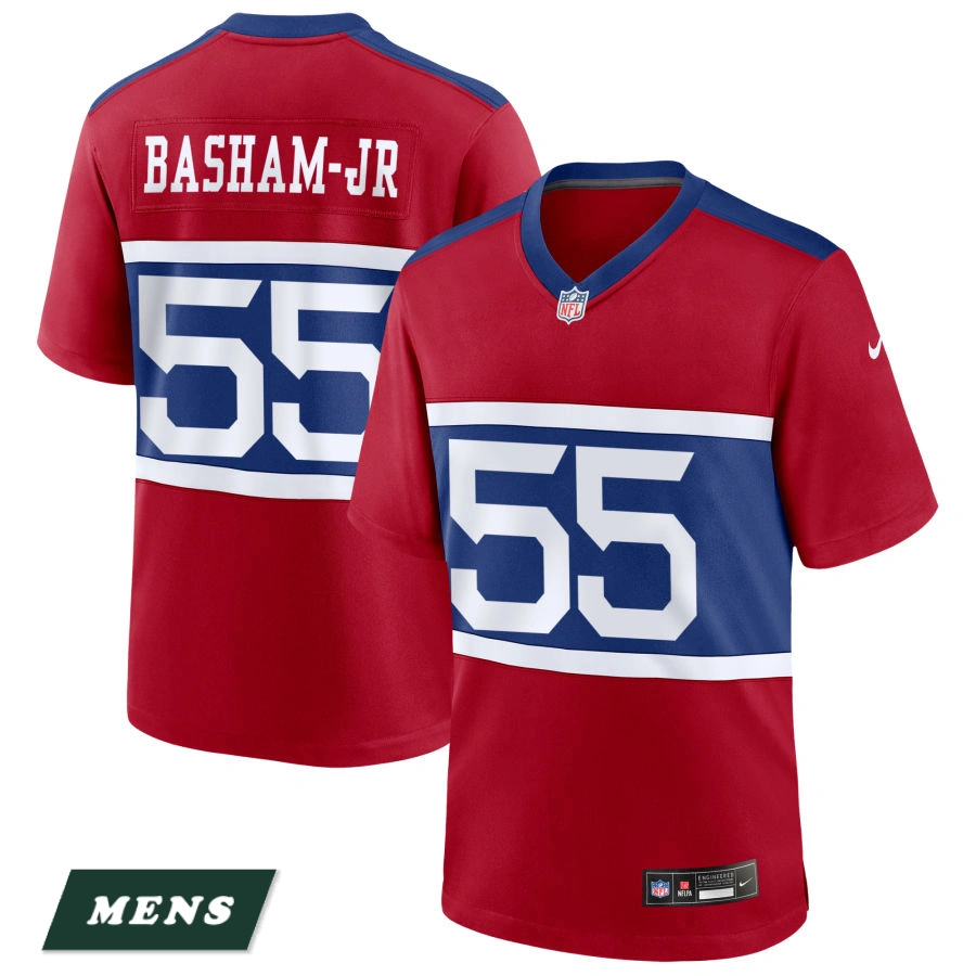 Men's New York Giants Century Red Alternate Game #55 Boogie Basham Jr Jersey Men's New York Giants Century Red Alternate Game #55 Boogie Basham Jr Jersey